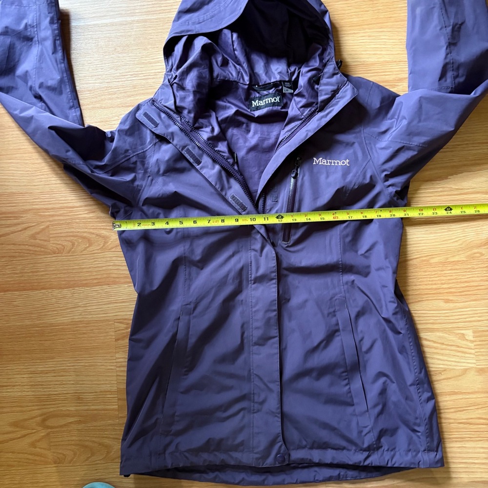 Marmot Womens Eggplant Purple Hooded Rain Jacket Waterproof Shell Large - Picture 4 of 8